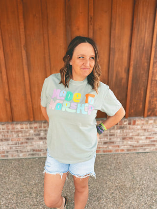 Sweet Southern Made to Worship Graphic Tee Sage