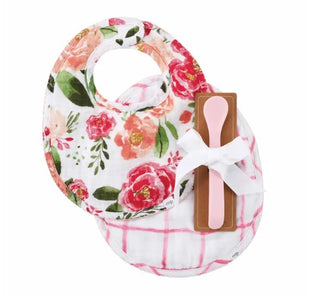 Mudpie Muslin Bibs & Silicone Spoon Set Floral