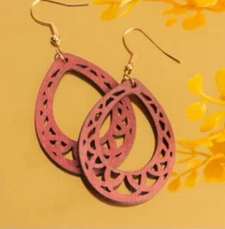 Howard’s Samira Geometric Wood Drop Oval Earrings