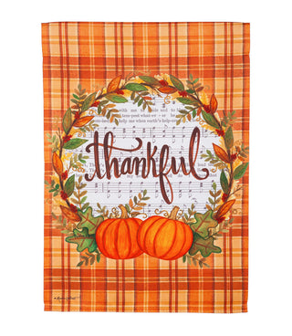Thankful in Plaid Garden Flag