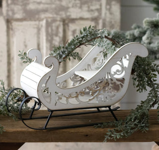 White Sleigh w/Scroll Design
