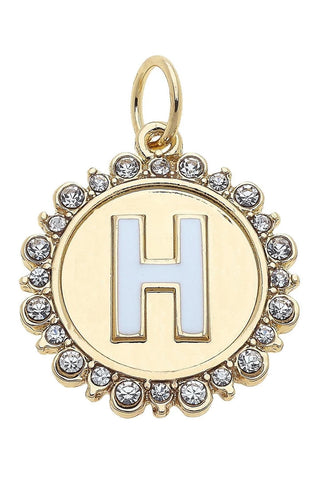 Canvas Style Charmed Rhinestone Letter Disc Charm