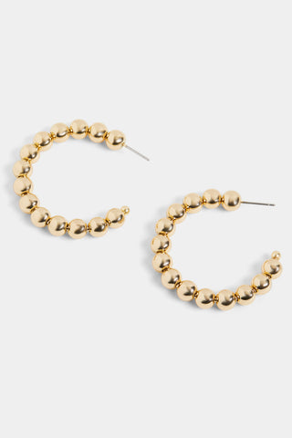 Whispers Ball Bead Post Hoop Earrings Gold WN004769
