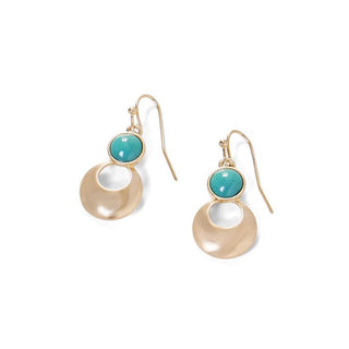 Whispers Gold Circle Dangle w/Turquoise Earrings WN004206