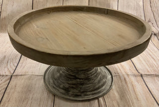 Wooden Pedestal Stand w/Metal Base