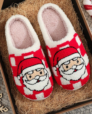 Zenana Novelty Soft Plush Cozy Slippers Santa Red