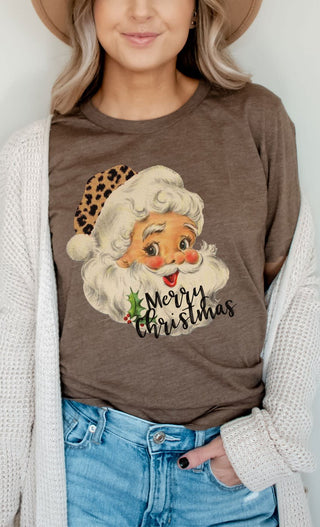 Kissed Apparel Leopard Hat Retro Santa Tee