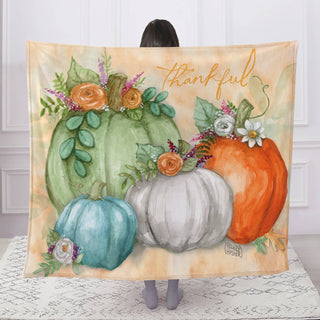 Thankful Pumpkins Faux Fur Throw