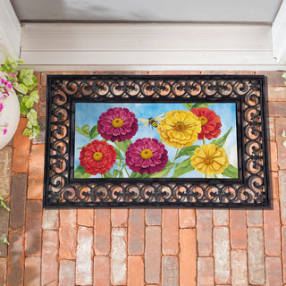Multicolor Zinnias & Bees Switch Mat