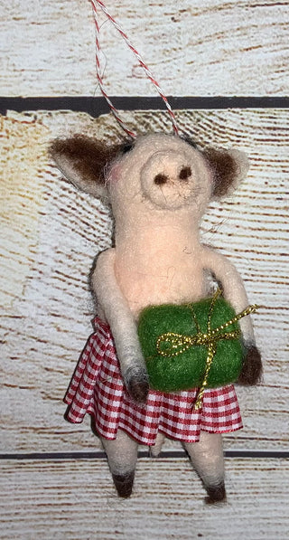 Wool Felt Pig Ornament