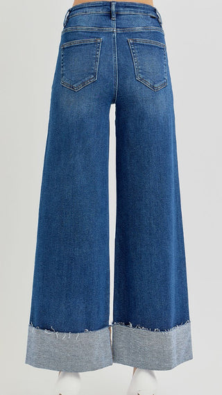 Risen 21001 TC High Rise Crop Wide Cuffed Jeans