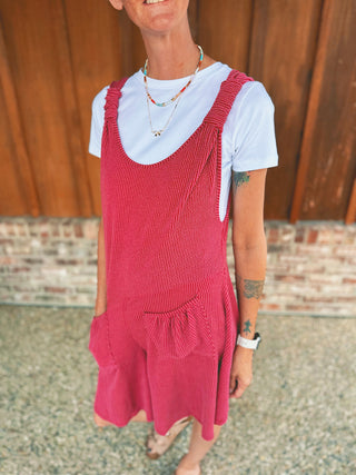 Sew in Love Overall Shorts with Front Pockets Burgundy