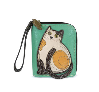 Chala Zip Around Wallet Lazy Cat Teal 839