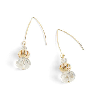 Whispers Long Dangle Faceted Bead Earrings Gold WN004641