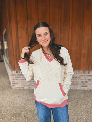 Little Daisy Closet Trim Crochet Knit Patchwork Exposed Seam Hoodie