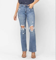 Judy Blue Stone Wash Destroyed Bootcut 88439