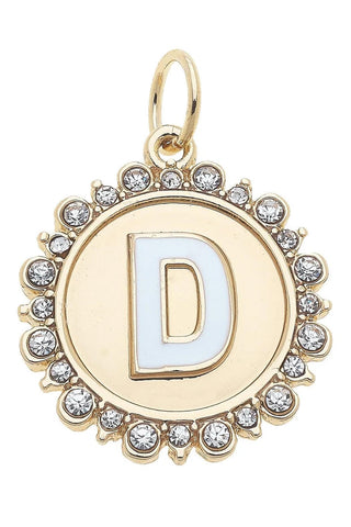 Canvas Style Charmed Rhinestone Letter Disc Charm