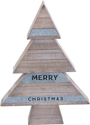 Wood Merry Christmas Block Tree
