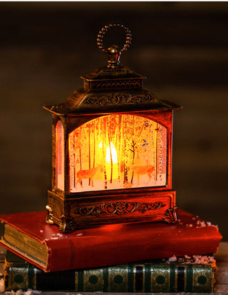 LED Lantern w/Winter Scene