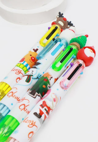 Love and Repeat Christmas Theme Multi Color Ballpoint Pen Snowman Reindeer