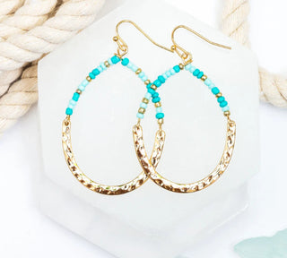 Elsie & Zoey Tear Drop Aqua Beaded Earrings