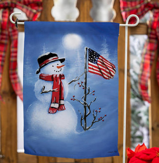 Patriotic Snowman Garden Flag