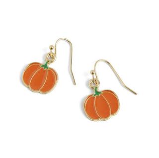 Whispers Halloween Enamel Dangle Earrings Pumpkin Gold WN004688
