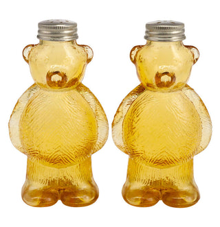 Amber Glass Honey Bear Salt & Pepper Set