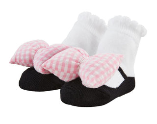 Mudpie Gingham Bow Rattle Toe Socks