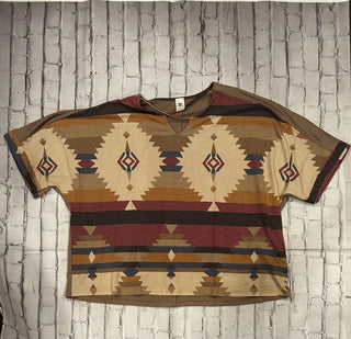Sew In Love French Terry Aztec Top Taupe Burgundy
