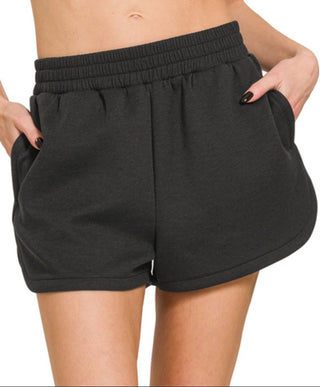 Zenana Scuba Elastic Waistband Dolphin Shorts Black