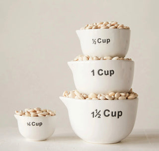 White Stoneware Measuring Cup Set