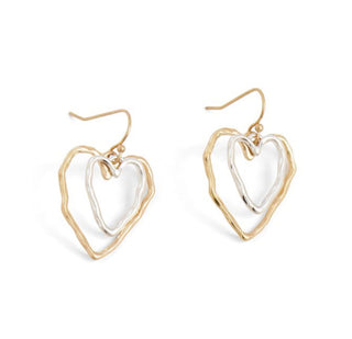 Whispers Mixed Metal Double Heart Earrings 4196
