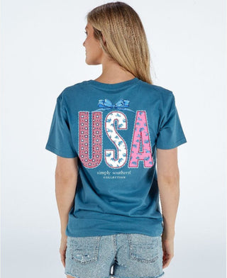 Simply Southern Short Sleeve Tee Lace USA Comet