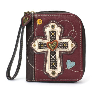 Chala Zip Around Wallet Cross Maroon 839