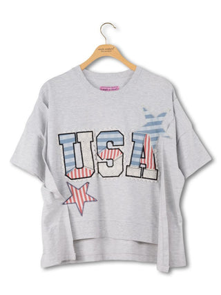 Simply Southern Tee USA Patch Light Heather