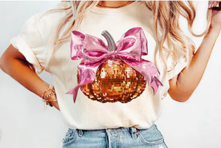 Southern Backroad Tees Faux Sequin Pumpkin w/Bow