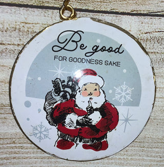 Vintage Santa Disc Ornament Style 3