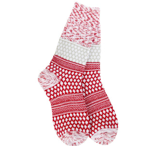 World's Softest Socks Holiday Textured Crew Peppermint Multi