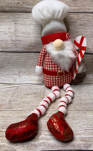 Fabric Holiday Chef Gnome w/Dangle Legs, 18”