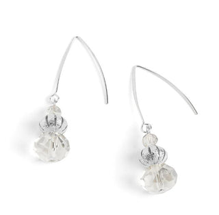 Whispers Long Dangle Faceted Brad Earrings Silver WN004642