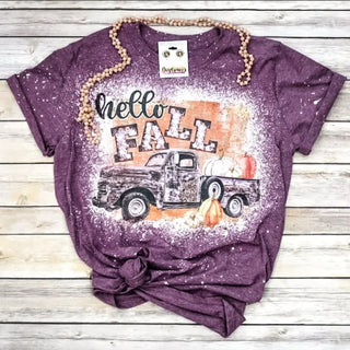 Daydreamer Designs Hello Fall Truck Bleached T-Shirt