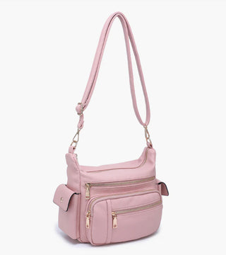 Jen & Co Nicole Multi Zip Crossbody Pale Pink M2677