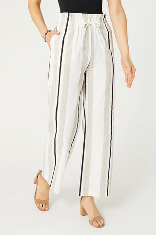 Coco+Carmen Zuri Striped Wide Leg Pant Natural Stripe
