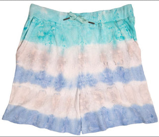 Simply Southern Tie Dye Waffle Shorts Wave Small