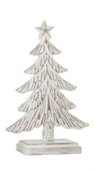 White Washed Wood Carved Look Tree