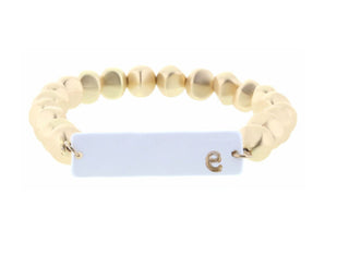 Jane Marie Gold Beaded Ceramic Initial Bracelet "E"