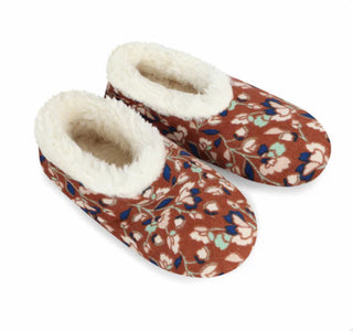 Snoozies Floral Bloom Corduroy Brown