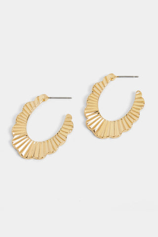 Whispers Ribbed Scalloped Post Hoop Earrings WN004777