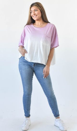 Sew In Love Crop Short Sleeve Ombre Lavender